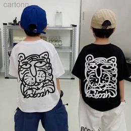 T-shirts Middle School Children Summer Cotton Tide Boy Cute Baby Clothes Print Leisure Short Tshirt Top Infant Outfit 7-14age ldd240314