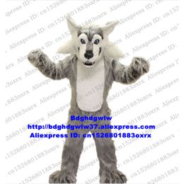 Mascot Costumes Long Fur Grey Wolf Coyote Mascot Costume Adult Cartoon Character Outfit Suit Commercial Strip Drive Club Activities Zx2894