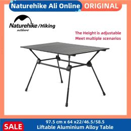 Furnishings Naturehike Lightweight Lifting Aluminium Alloy Table Outdoor Picnic Portable Folding Table Tour Fishing Table 3 Height Adjustable