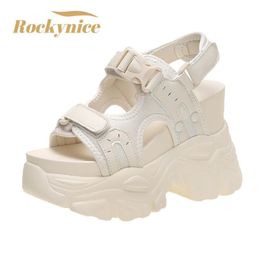 Fashion Summer Women Sandals Peep-toe Wedge Platform Sneakers Woman 10.5CM Heels Thick Bottom Sandal Casual Beach Flip Flops 240309