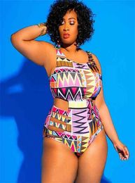 Plus Size Swimwear Bandage Cut Out Bathing Suit Women One Piece Swimsuit African Print Monokin Large Size Bodysuit Sexy Swimsuit 24685980