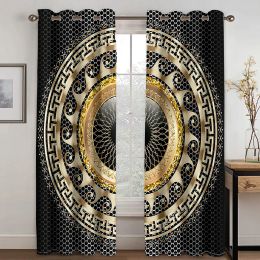 Curtains Abstract Luxury Golden Black Window Curtains Blinds For Living Room Kid's Bedroom Bathroom Kicthen Office Door Home Decor2Pcs