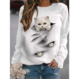 Designer women's hoodie Spring and Autumn 2024 New Thin Cat Print Round Neck Casual Womens Pullover Long Sleeve Sweater Men's Fashion T-shirt sweatshirt clothesB7N0