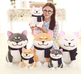 25cm Cute Wear Scarf Shiba Inu Dog Plush Toy Soft Animal Stuffed Toy Akita Dogs Doll for Lovers Kids Birthday Gifts LA0357380272