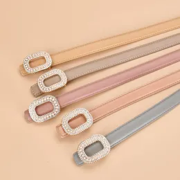Belts 16 Colorv Luxury High-quality Ladies Inlaid With Pearl Rhinestone Round Buckle Designer Genuine Leather Women's Belt