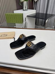 Designer Slippers double thong Flip Flop Brand women Slides Newest sandals Women Shoes Summer Beach Indoor Outdoor Slide Flat Classic Slide Sandal