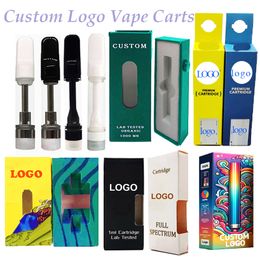 Custom Logo Atomizers 1ml 0.8ml 0.5ml Customised Gold Metal Vape Cartridges Thick Oil Pods Packaging E-cigarette Empty Ceramic Coil Carts 510 thread Atomizer Boxes