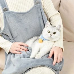 Strollers Pet Cat Carrier Apron Massage Travel Small Cat Dogs Hanging Chest Bag Cat Sleeping Pocket Winter Plush Pets Kitten Carrier Pouch