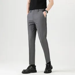 Men's Pants Spring And Summer Luxury Mens Ankle Slim Straight Western Trousers Vintage Korean Japanese Solid Colours