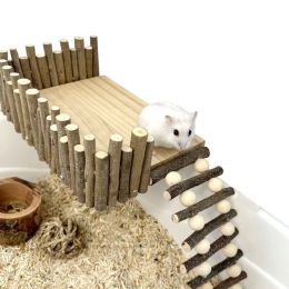 Toys Wooden Platform Hamster Natural Wood Standing Playground Climbing Ladder Chew Toy for Small Gerbils Hamsters Pet Supplies