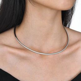 Minimalistische Damen-Torques, 14K-Gold-Halsband, schicke zierliche Streetwear-Club-Halsketten