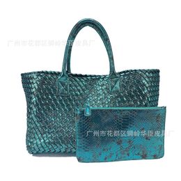 Botteg Venet High end bags for Tote Bag 2024 New Snake Pattern Capacity Bright Leather Mommy Trendy Handbag Original 1:1 with real logo and box