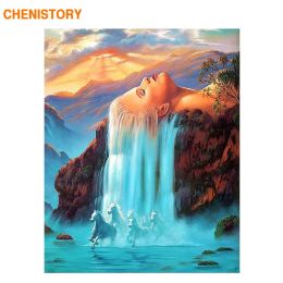 Number CHENISTORY Wall Art Home Decor 40x50 Wall Pictures Painting By Numbers DIY Digital Oil Painting On Canvas White Hair Waterfall