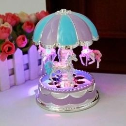 Boxes LED Classical Musical Box Colourful Light Carousel Cartoon Music Boxes Mini Desktop Ornament Christmas Gifts for Birthday Parties