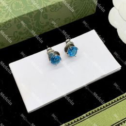 Blue Diamond Stud Women G Hoop Earrings Interlocking Letter Earrings Engagement Wedding Accessories with Box