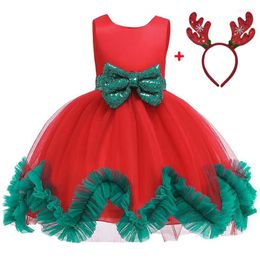 Girl Dresses 3-10 Years Girls Dress Printing Christmas Princess Birthday Present Festival Party Costume Kids Year Clothin