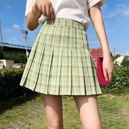 Skirts 2024 Summer High Waist Pleated Green Sexy Cute Mini Plaid Skirt Women JK Uniform Girls Dance Y2K Pastoral