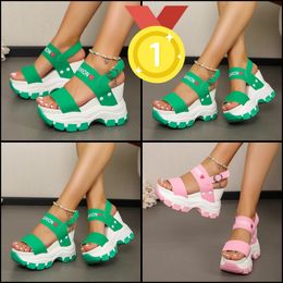 Top New Slippers Buckle Strap Wedge Heel Sandals for Women Summer Lightweight Platform Slide Non Slip shoes GAI size 35-43