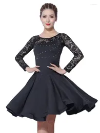 Stage Wear 2024 Autumn Winter Latin Dance Practise Suit Fall Long Sleeved Women's Dress Adult Professional Performance