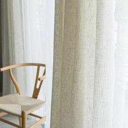 Curtains Modern Japanese style linen curtain Thicken sheer curtains contracted bedroom wave window balcony tulle shading window screen