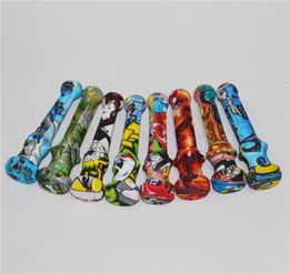 Colorful Smoking Silicone Pipe Kit With 14mm Titanium Tip Nail Silicon Caps Oil Rigs Concentrate Silicones Pipes Dab Straw3589592