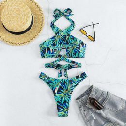 Women's Swimwear 2024 Split Print Bikini Ladies Retro Swimsuit Sexy Nylon In Europe And America