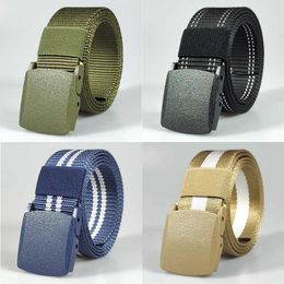 Quick hair non-metallic nylon belt, men's plastic buckle tactical belt, student military training outdoor canvas belt 240315