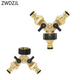 Connectors Brass Female 3/4" 2 way tap water splitter 5/8" garden tap Y Quick connector Irrigation valve Hose Pipe adapter 1pcs