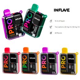 Inflave Pro 7000 7K Puff Vapour Adjustable Digital Box 12K Puffs Vape Pen 850mAh Rechargeable Battery Disposable E-cigarettes Vape 2/5%