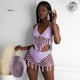 Women's Swimwear Summer Beach Sexy Bikini Women Hollow Out Crochet Two Piece Set Bathing Suit Swim Wear 2024