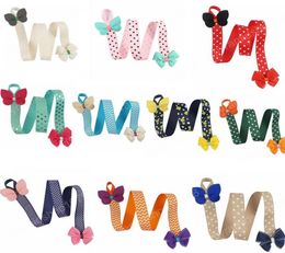 Multi Style Cute Girls Hairclips Storage Holder Dot Printed Chevron Solid Bows Handmade Storage Belt Kids Hair Accessories4960782