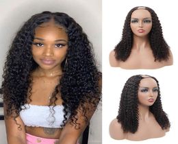 Unprocessed Kinky Curly U Part Brazilian Human Hair Wig 1024 inch 130 Density Natural Colour Can Be Dyed for Black Women8091014