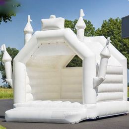 wholesale 4.5x4m (15x13.2ft) full PVC White Mini Inflatable Bouncy Castles Kids Jumping Bounce Castle House Outdoor Commercial Inflatables Bouncer For Sale