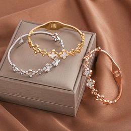 Korean Version Rose Gold Hollow Shell Four Leaf Clover For Female Niche High End Light Bracelet With No Fading Accessories Bracelet Bracelet