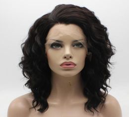 Iwona Hair Natural Wavy Medium Long Brown Wig 174 Half Hand Tied Heat Resistant Synthetic Lace Front Wig62318807930246