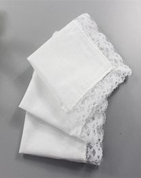 25cm White Lace Thin Handkerchief Cotton Towel Woman Wedding Gift Party Decoration Cloth Napkin DIY Plain Blank FWB67789492872