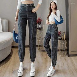 Womens Jeans Ladies Fashion High Waisted Baggy Women Clothes Girls Casual Streetwear Denim Cargo Pants Female Beautiful B3018A