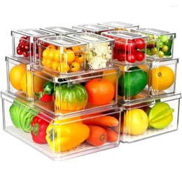 Storage Bottles 15Pack Fridge Organiser Stackable Refrigerator Bins With Lids PBA-Free Clear Organisers And For Kitchen
