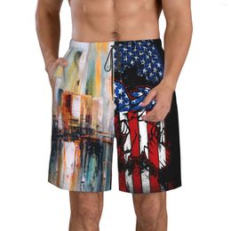 Men's Shorts Wansici Beach Adult Pants Oil Painting - Brooklyn Bridge York