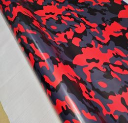 Red Black Gray Snow Camo Vinyl For Car Wrap With Air Release Gloss Matt Camouflage Stickers Truck graphics self adhesive 152X305408321