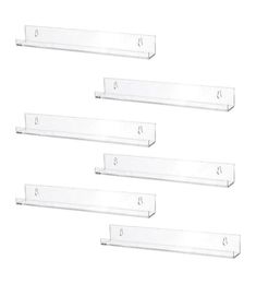 6pcs Clear Acrylic Floating Shelves Storage Invisible Office Bathroom Collectibles Thick Wall Mounted Display Ledge Home Decor Oth9302752