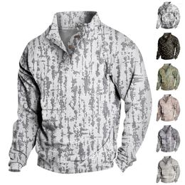 Men's Hoodies Variegated Printed Spring And Autumn Stand Collar Sweatshirt Selling Outdoor Casual Buckle Pullover