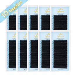 AGUUD 10 Trays 16rows Eyelash False Individual Eyelashes Dark Black Matte Synthetic Faux Mink for s 240305