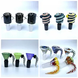 US Color Glass Bowl Male 14mm Double Layers Colorful 18mm bong bowls Handle Beautiful Slide bowl piece smoking Accessories for Bubbler Ash Catcher Bong Bowls