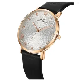 Wristwatches Luxury Social Watch Men Blue Leather Waterproof Hand Clock Fashion Boy Gift Business Big Dial Original Brand Wristwatch Male