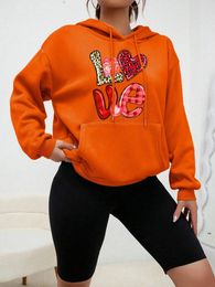 Women's Hoodies Women Creativity Fashion Sweatshirt All-Match Fleece Hoody Pocket Clothes For Female Leopard Print Love Design Clothing