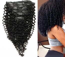 Kinky Curly Hair Machine Made Remy Clip In Human Hair Extensions Thick Natural Colour 100g 7pcsLot2815018