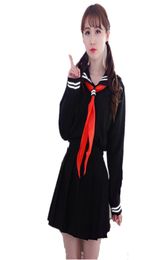 Anime Hell Girl Lady Lolita Cosplay Korean Japanese Navy Sailor School Uniforms Black shirtskirt Red Scarf Suit girls Student5792173