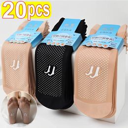 Women Socks 1-10pairs Breathable Summer Ultra-thin Transparent Short Soft Velvet Crystal Silk Ladies Non-Slip Ankle