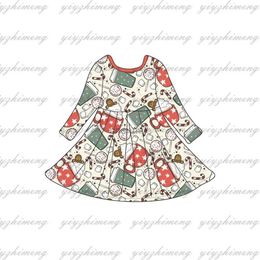 Girl's Dresses Girls cupcake dress in Christmas style ssweets with a pattern dress with long sleeves over a girls knee dress 240315